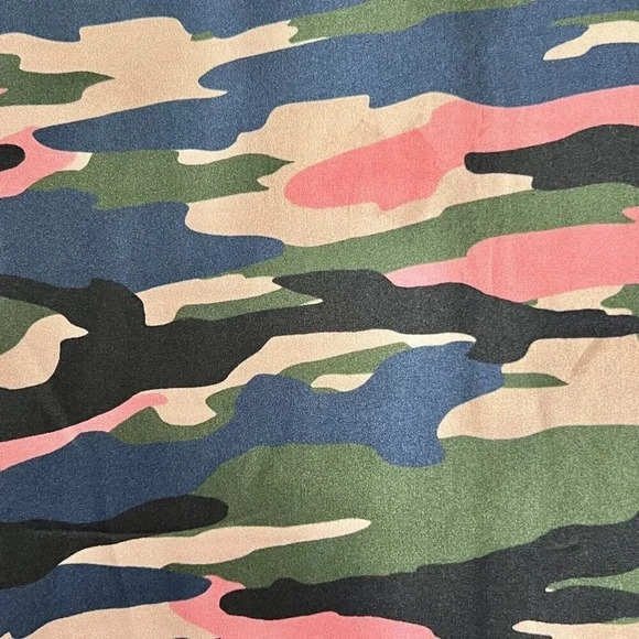 LaRoque Original 100% Silk Shift Mini Dress One Size Camo Print Pink Green - Picture 4 of 8